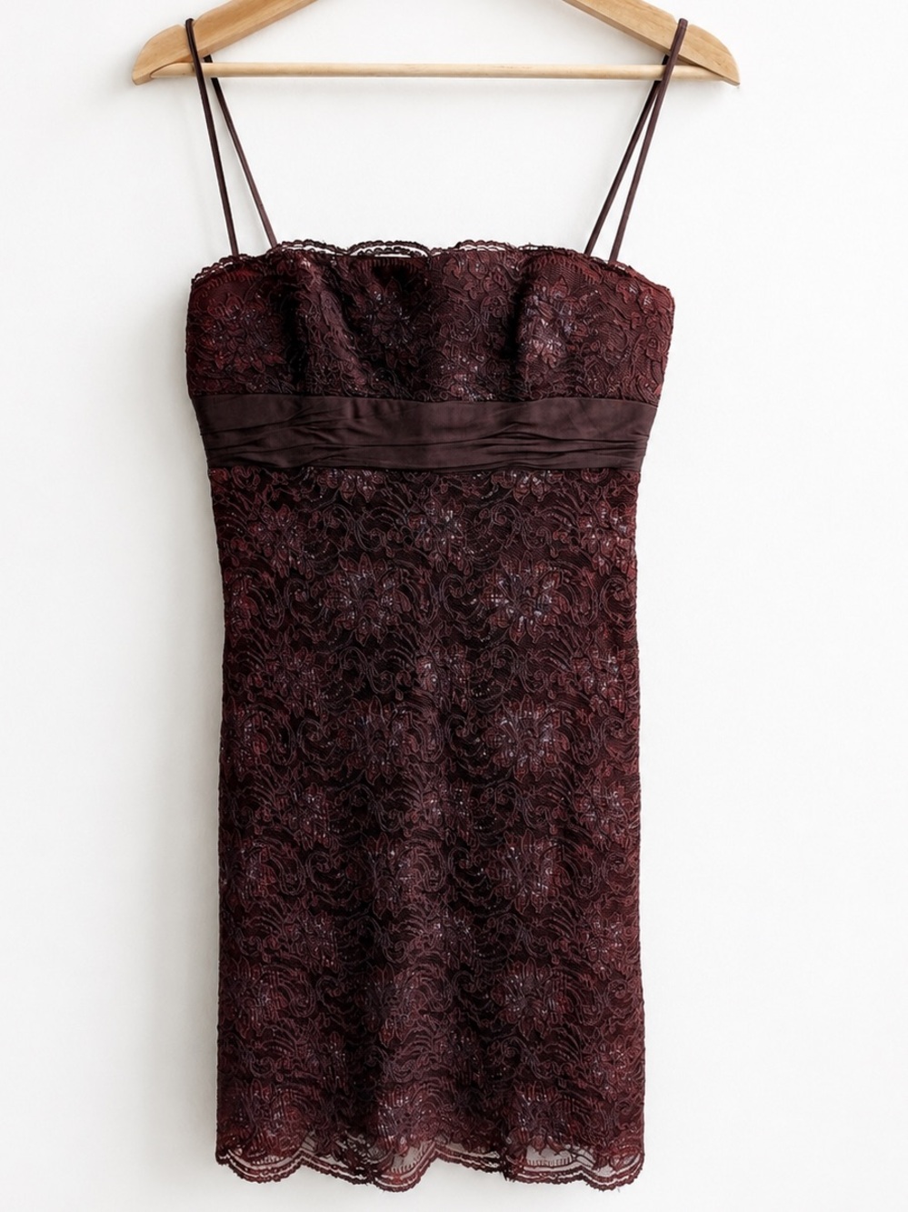 BCBG MaxAzria Strapless y2k brown lace party dress size 4 small